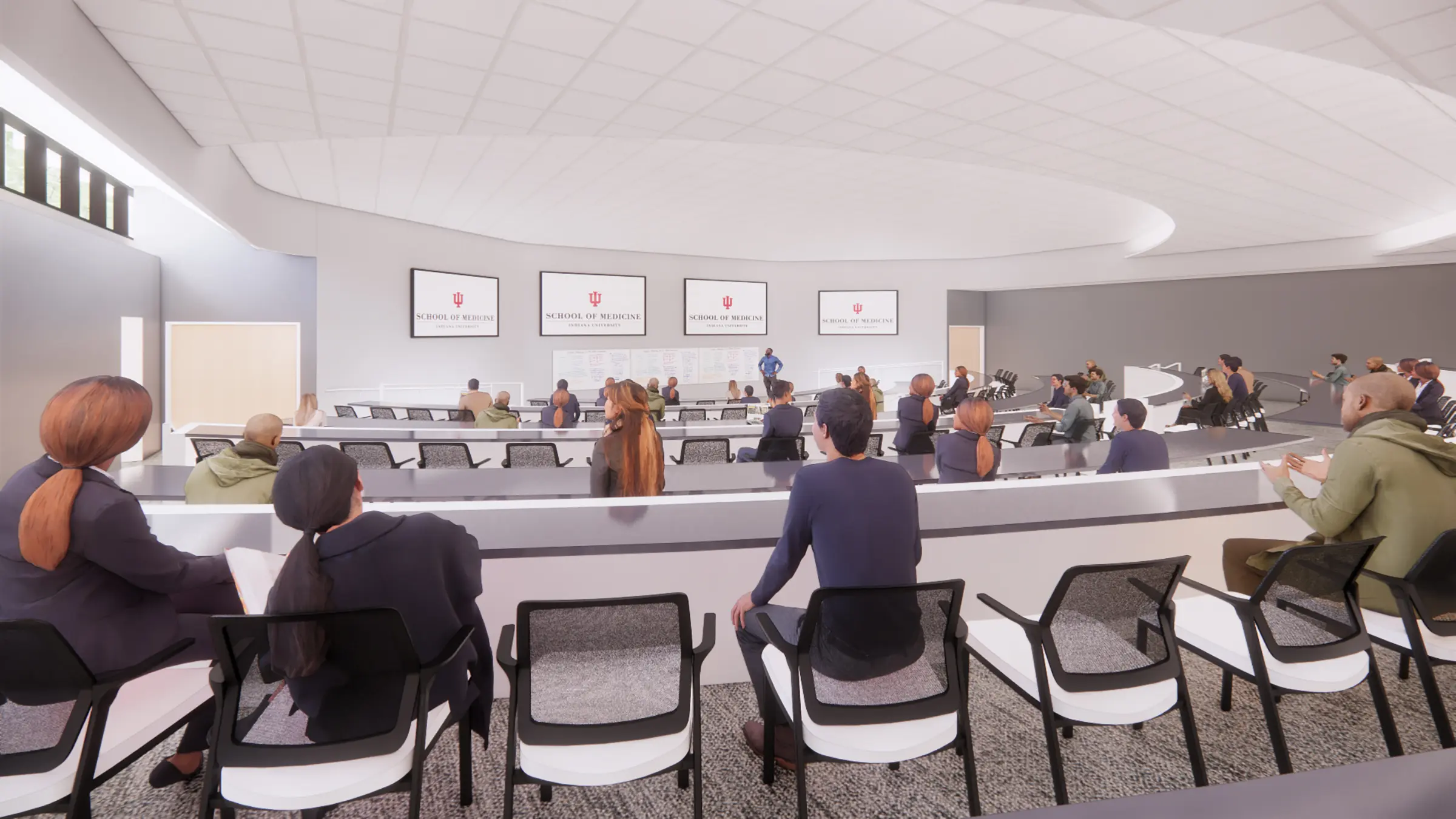 architect's rendering shows a round classroom in the new building