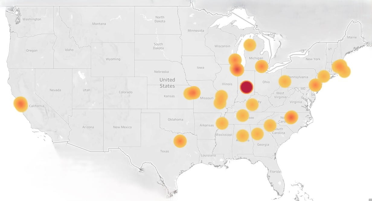 Heatmap of graduate placement upon program completion