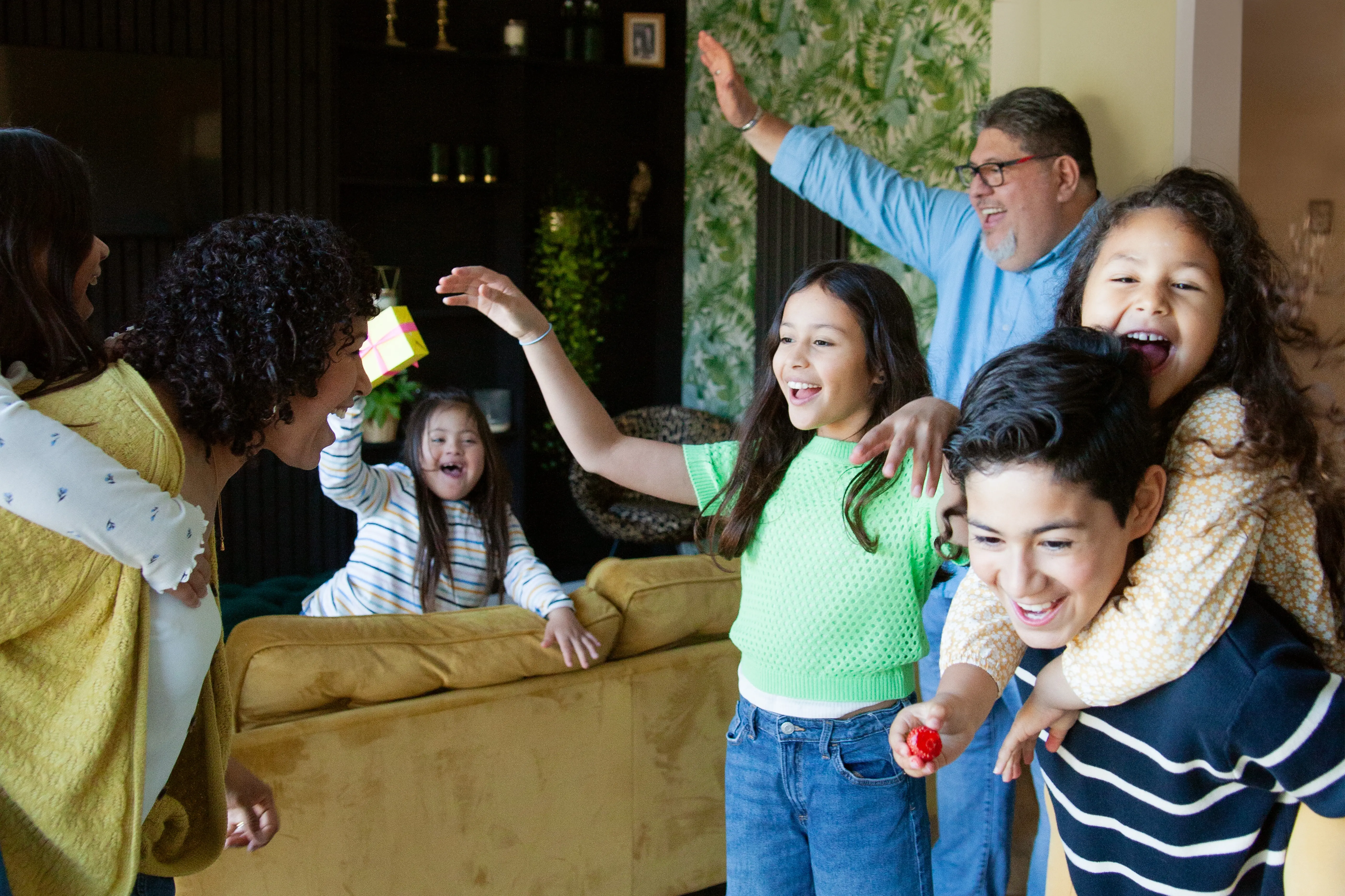 group of family celebrating