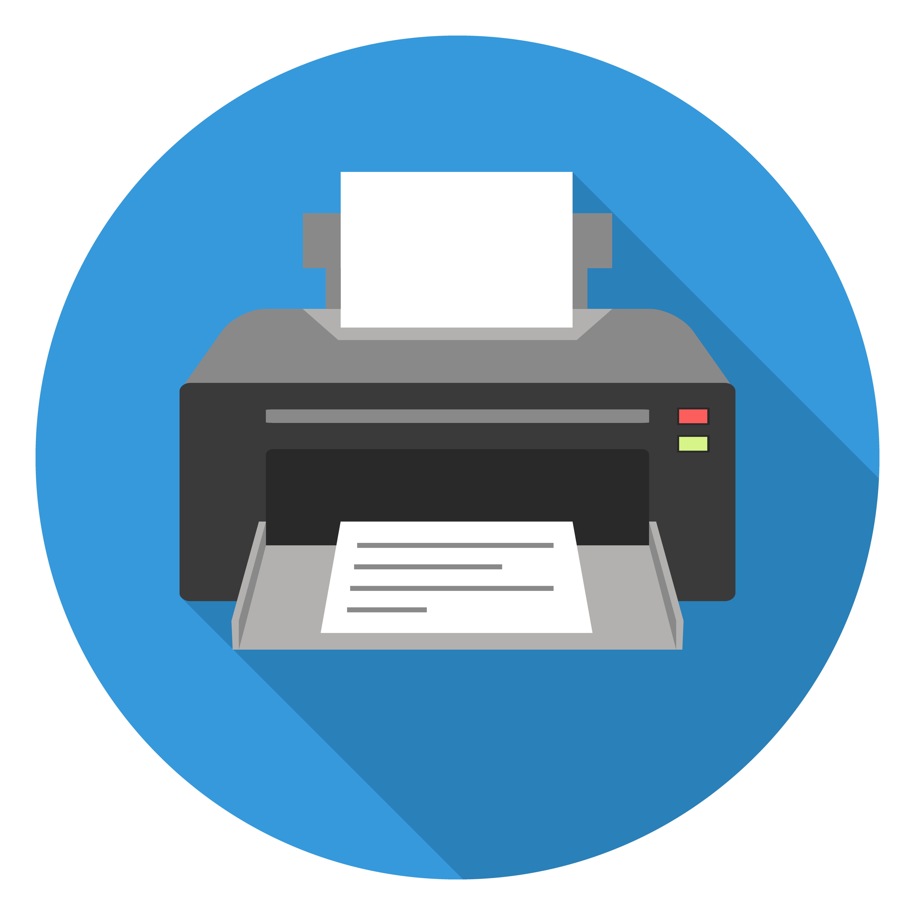 printer in blue circle