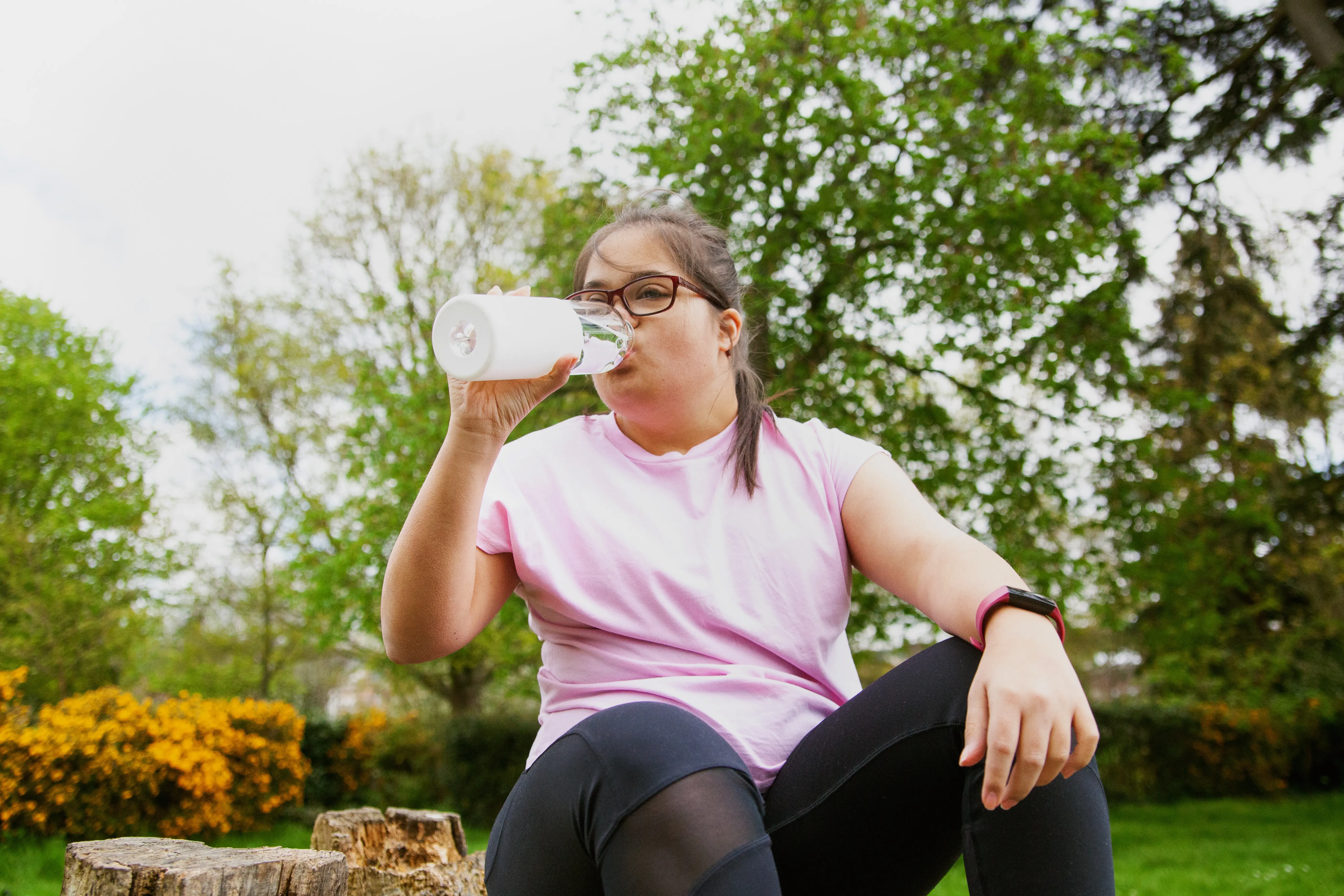 woman drinking water