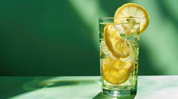 glass of water with three lemon slices