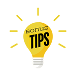 "bonus tips" in a light bulb icon