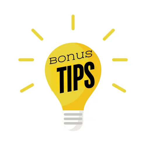 "bonus tips" in a light bulb icon