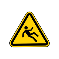 yellow triangle with a person falling inside