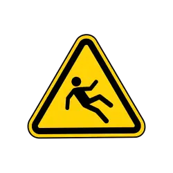 yellow triangle with a person falling inside