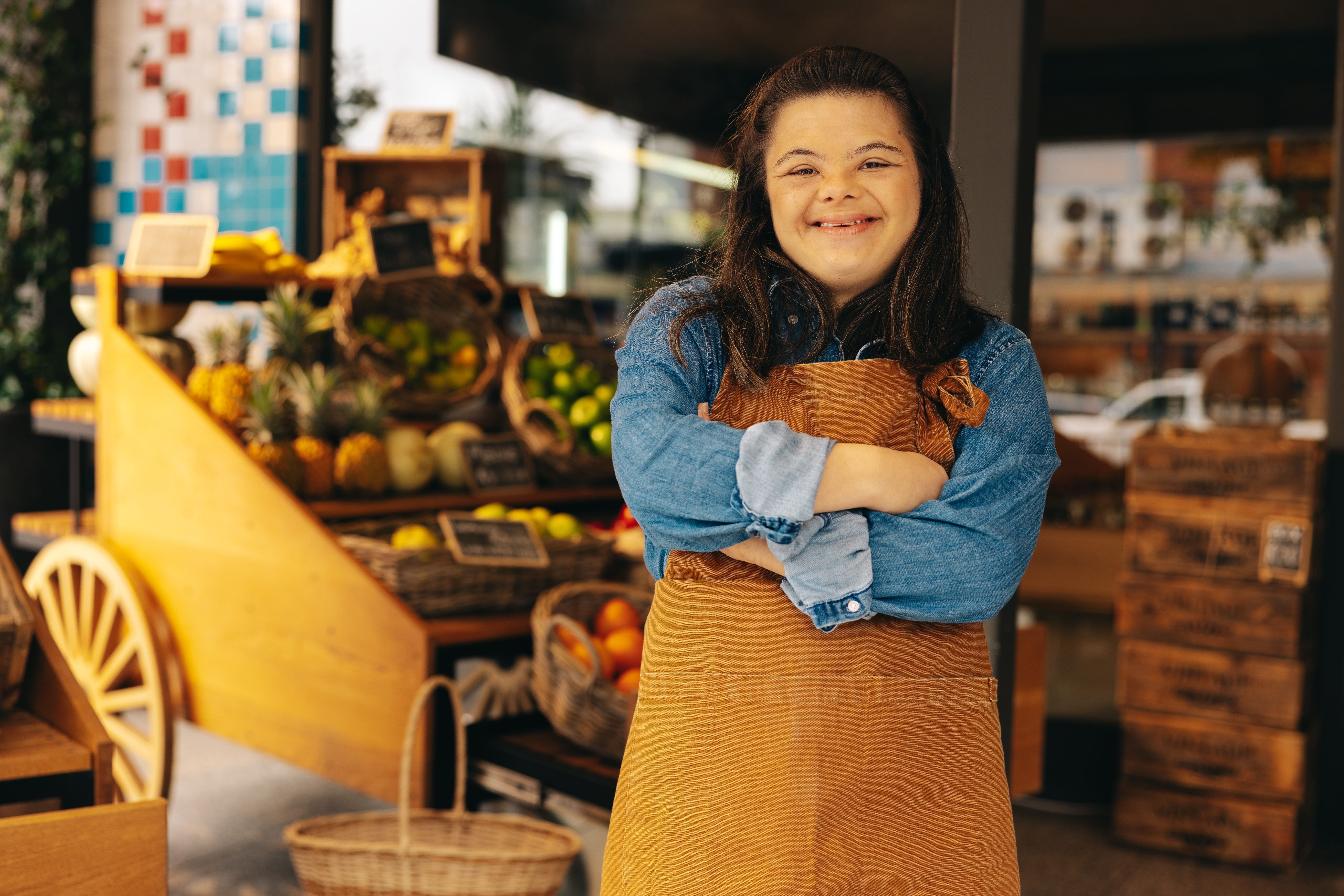 woman working at a fruit stand