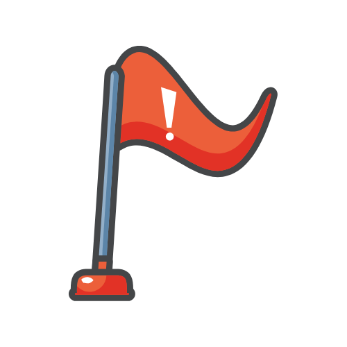 cartoon image of a red flag with an exclamation point on it