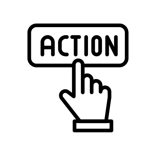 cartoon hand clicking an action button