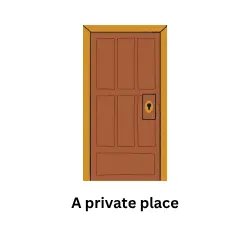 a closed door that says a private place