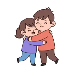 cartoon image of two people giving a side hug