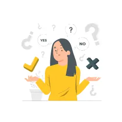 cartoon image of a woman making a decision
