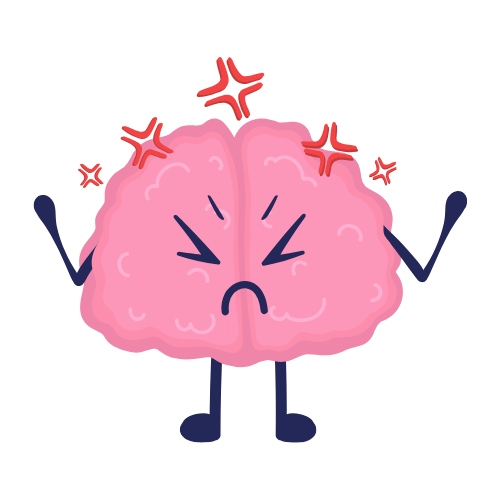 cartoon image of a brain being angry