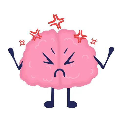 cartoon image of a brain being angry