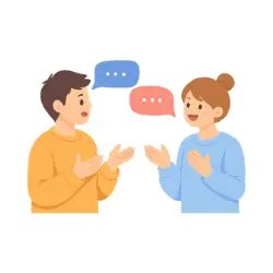 two cartoon images talking to each other
