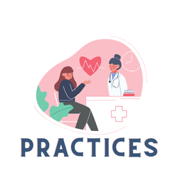 cartoon image of female patient seeing a female doctor