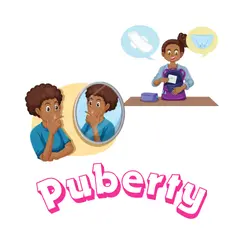 cartoon image of boy and girl going through puberty 