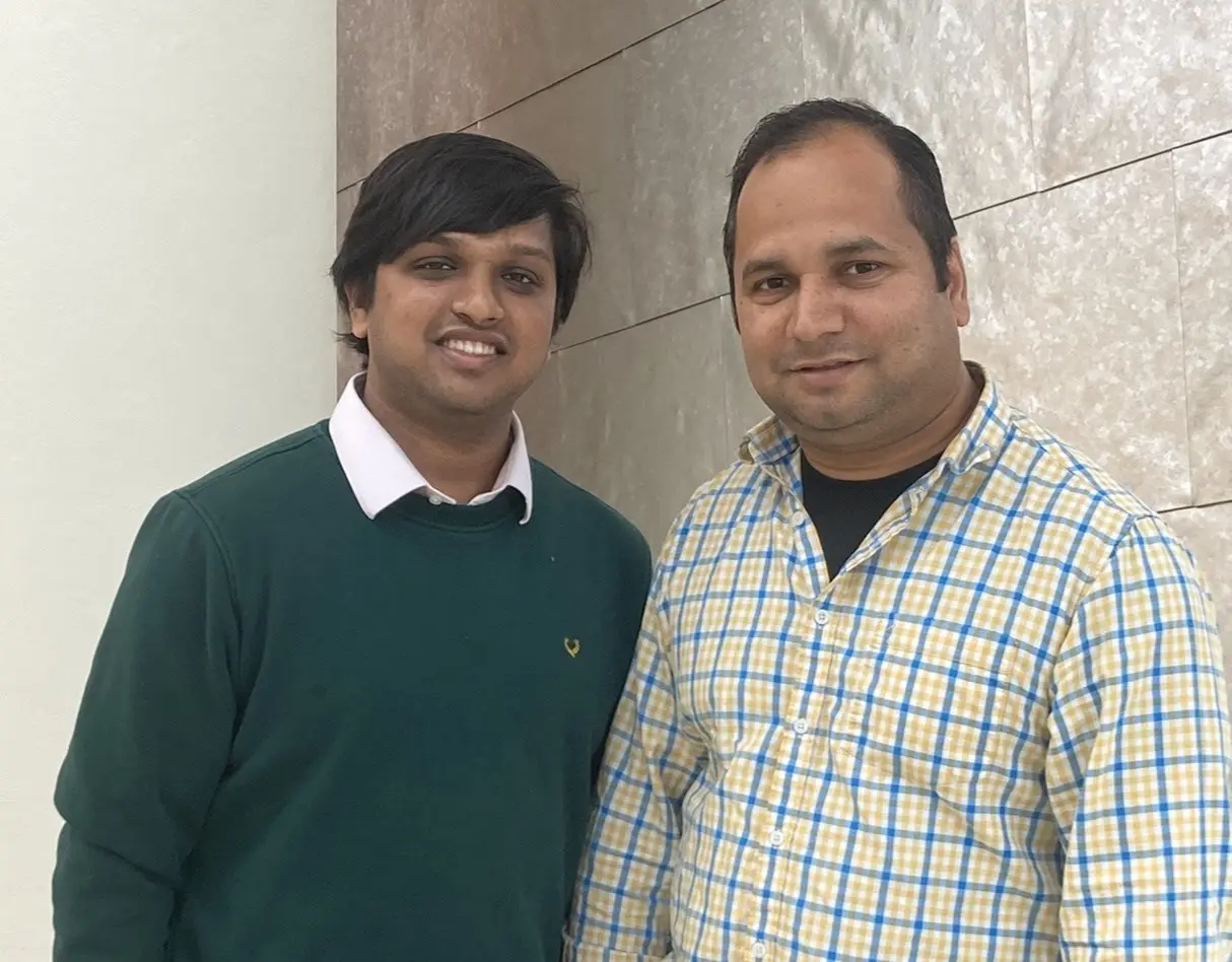 Picture of Moksh Sanjay Khetan and Dhirendra Singh. 