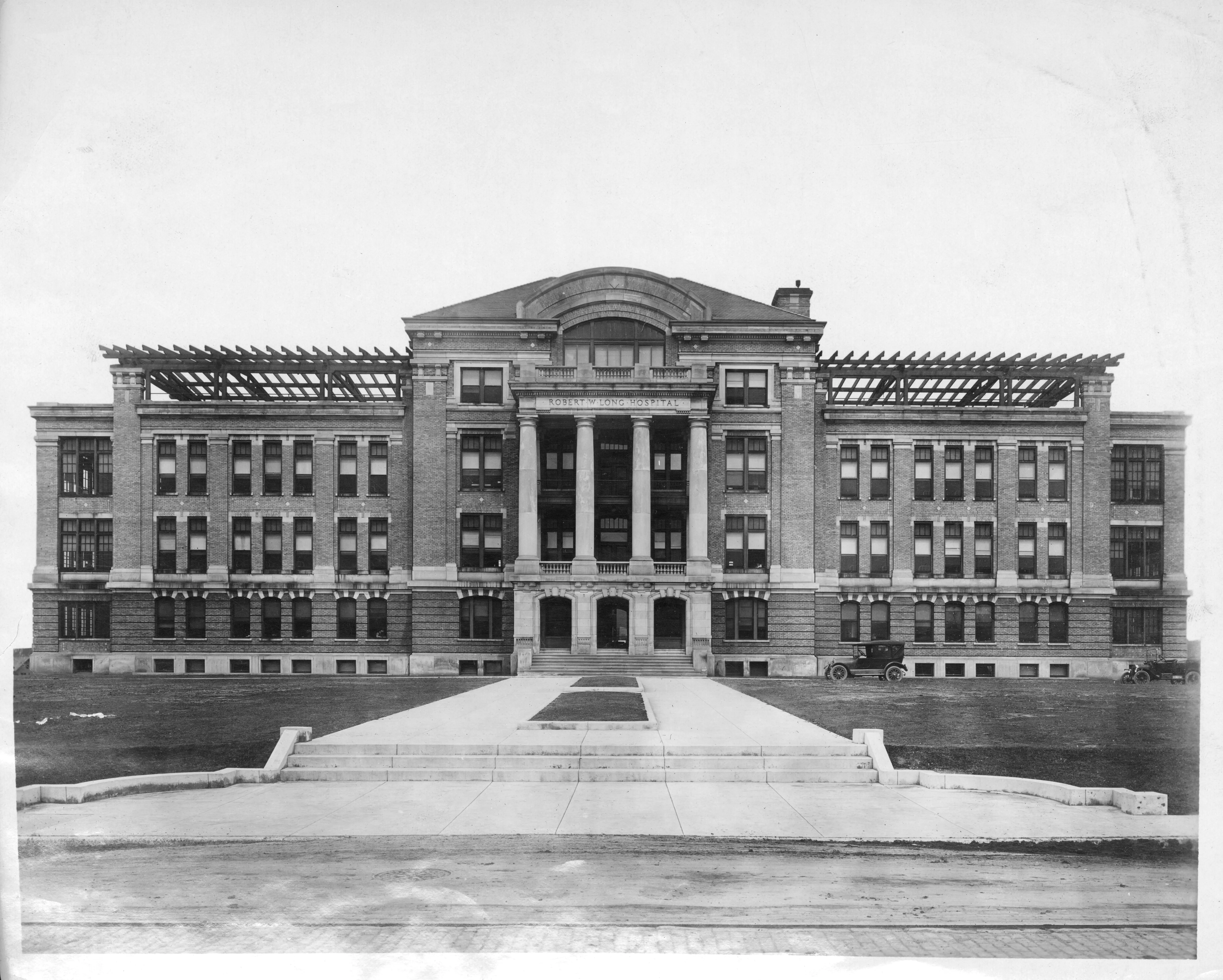 Black and white photo of an old building
