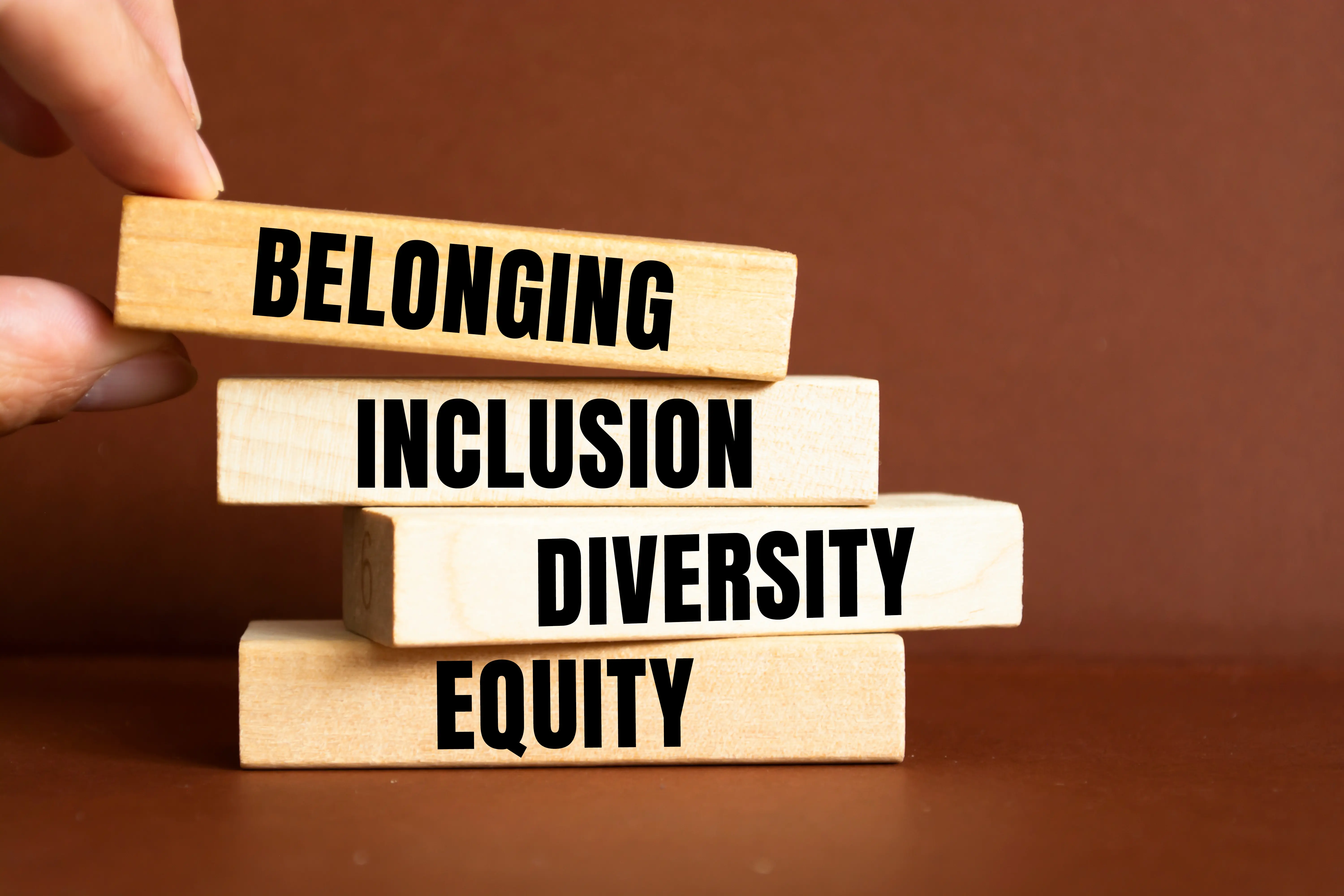Diversity, Inclusion, Equity wooden blocks