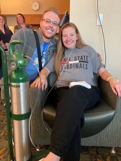 Dr Taylor with Ball State student in ER