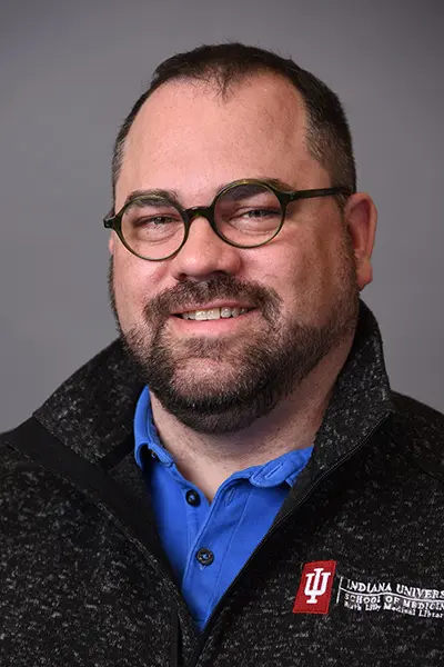 An image of Todd Grooten, Content Management and History of Medicine Assistant at the Ruth Lilly Medical Library. 
