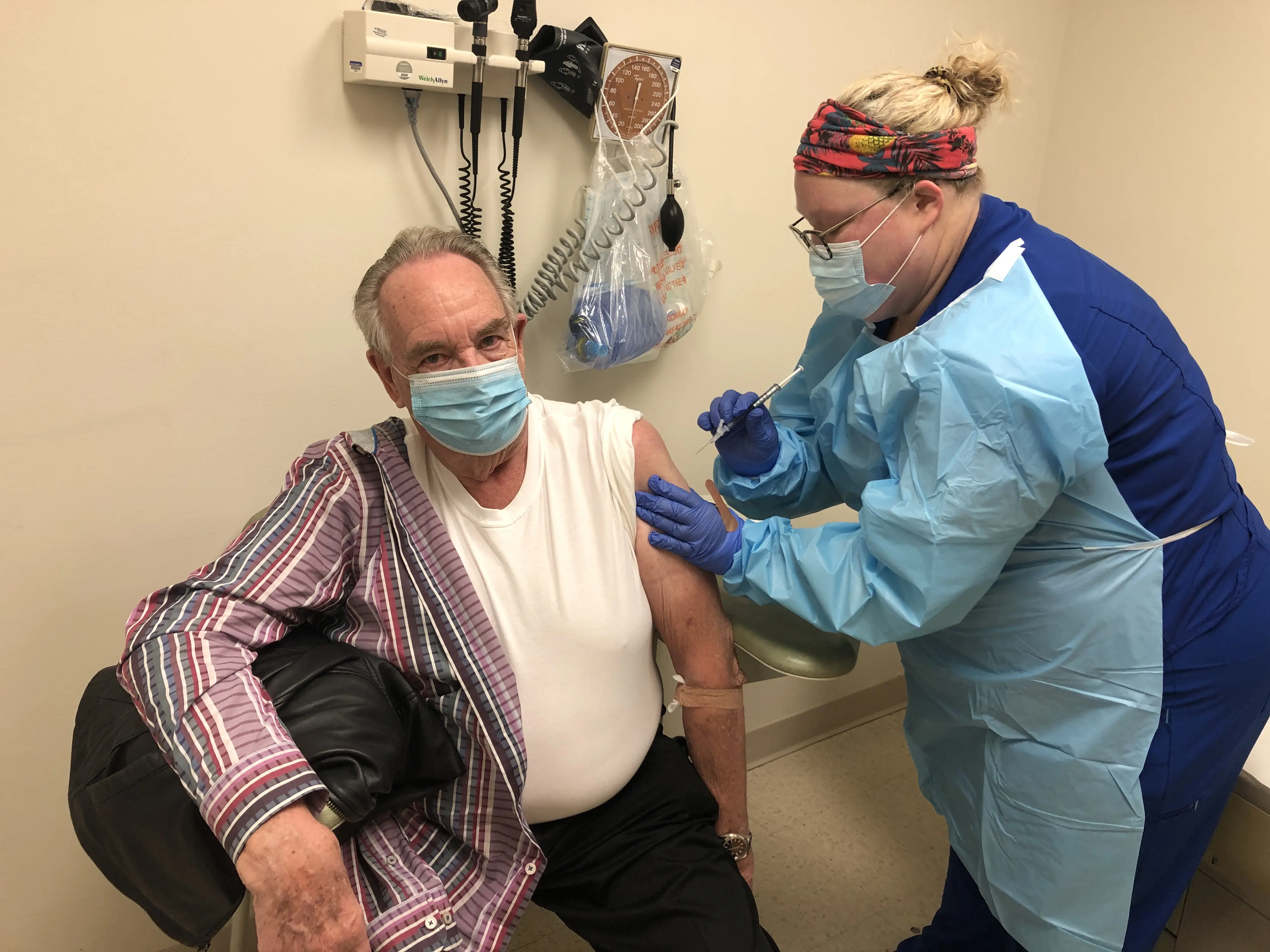 Joe Morris gets shot during AstraZeneca COVID-19 vaccine study