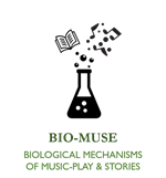 BioMuse Trial Logo: an icon of a scientific beaker filled with music notes and a book