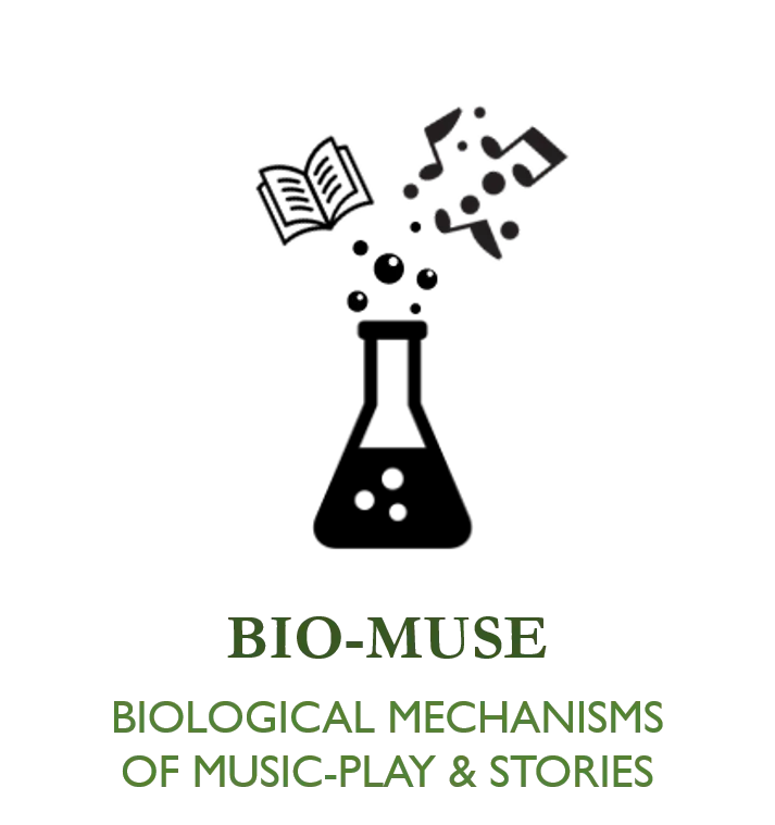 BioMuse Trial Logo: an icon of a scientific beaker filled with music notes and a book