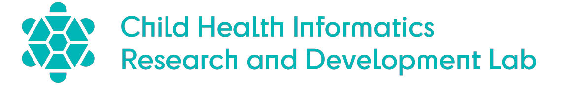an icon of people seated around a table with text that reads "Child Health Informatics Research and Development Lab"