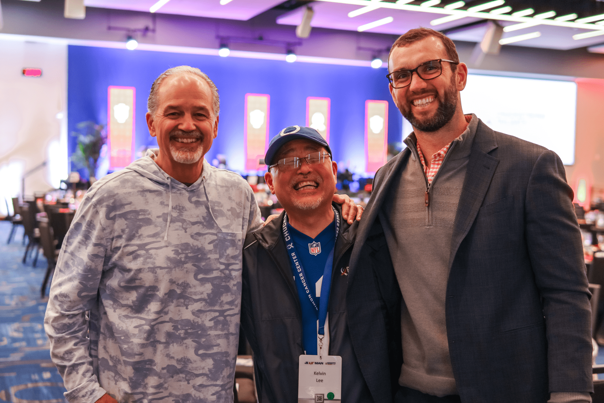 Chuck Pagano, Kelvin Lee and Andrew Luck