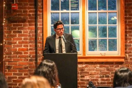 Cyrus Feizpour, MD, giving a speech at the general surgery residency graduation