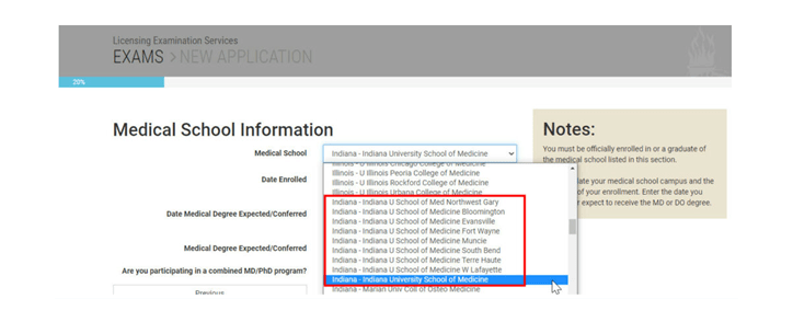 A image showing the log in screen for Step 1 Registration