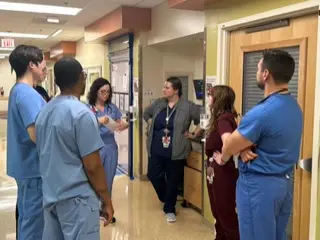 Current fellows gathered for a meeting