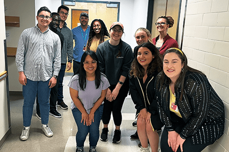 MSTP students gather for a photo outside the anatomy lab.
