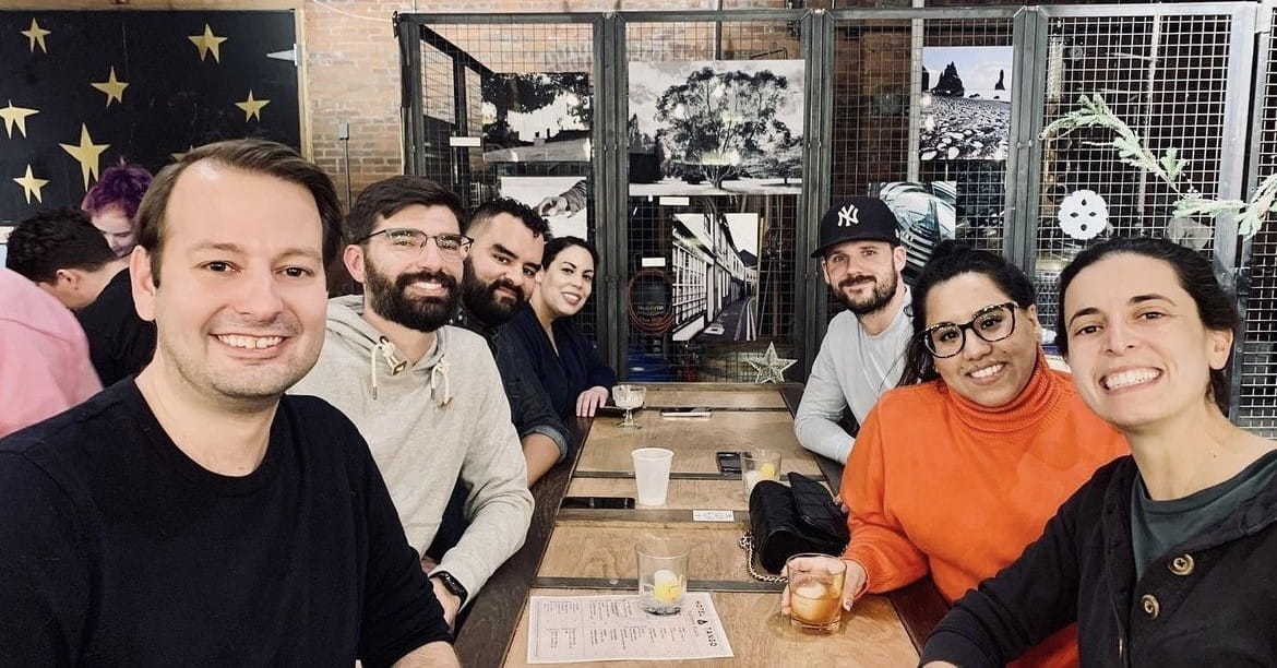 a group of fellows at a local brewery