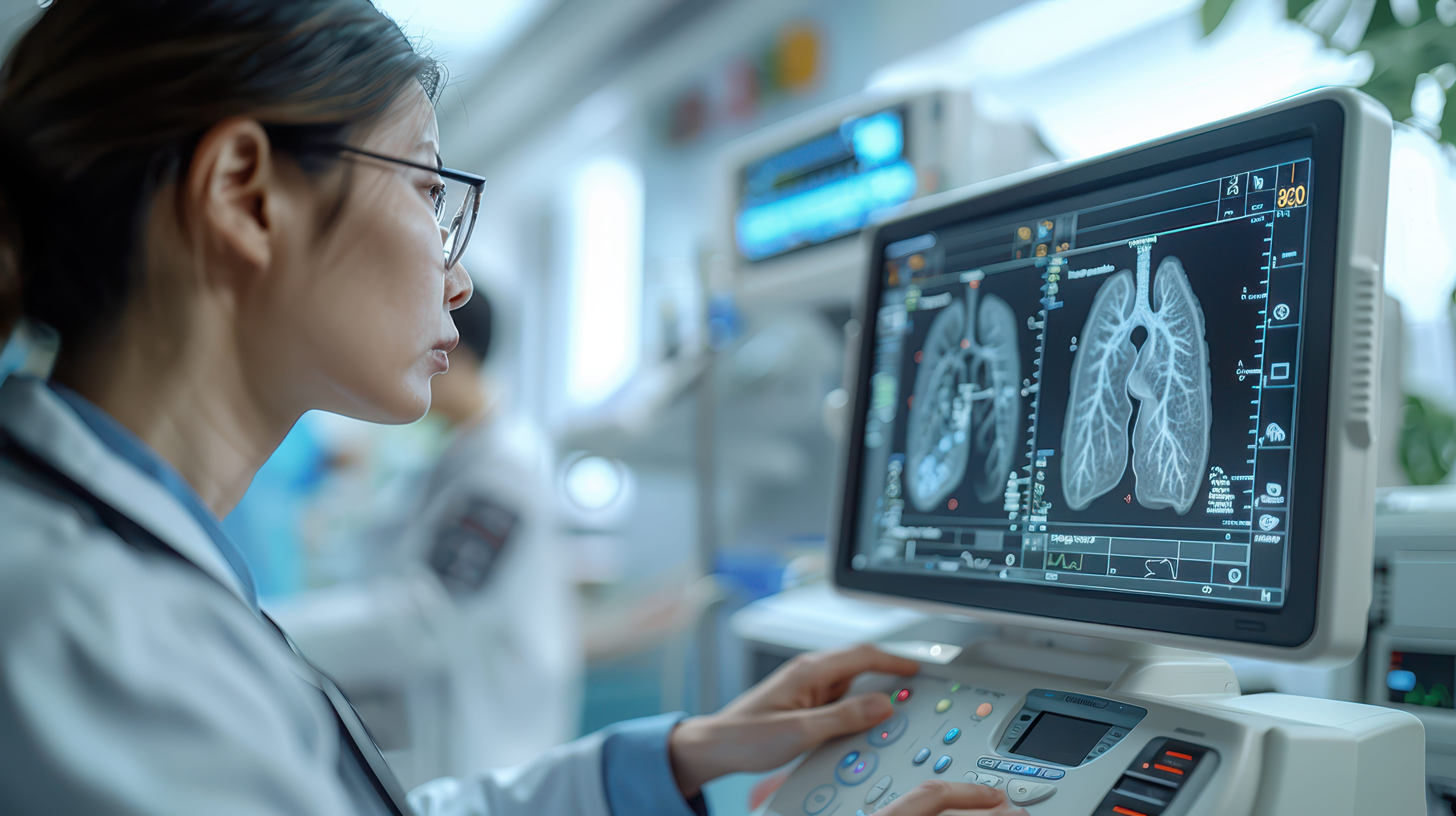 doctor performing lung ultrasound