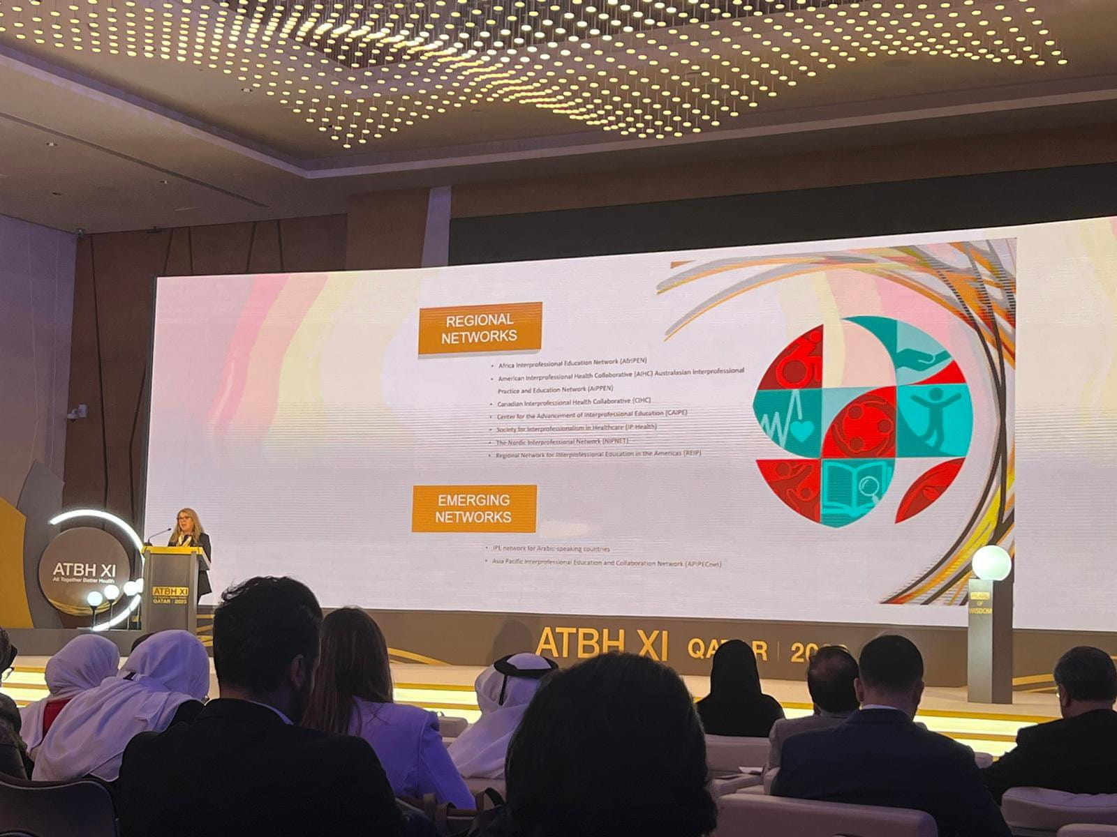 Dr. Barbara Maxwell presenting the Winterthur-Doha Interprofessional Declaration at Interprofessional.Global's All Together Better Health XI symposium.