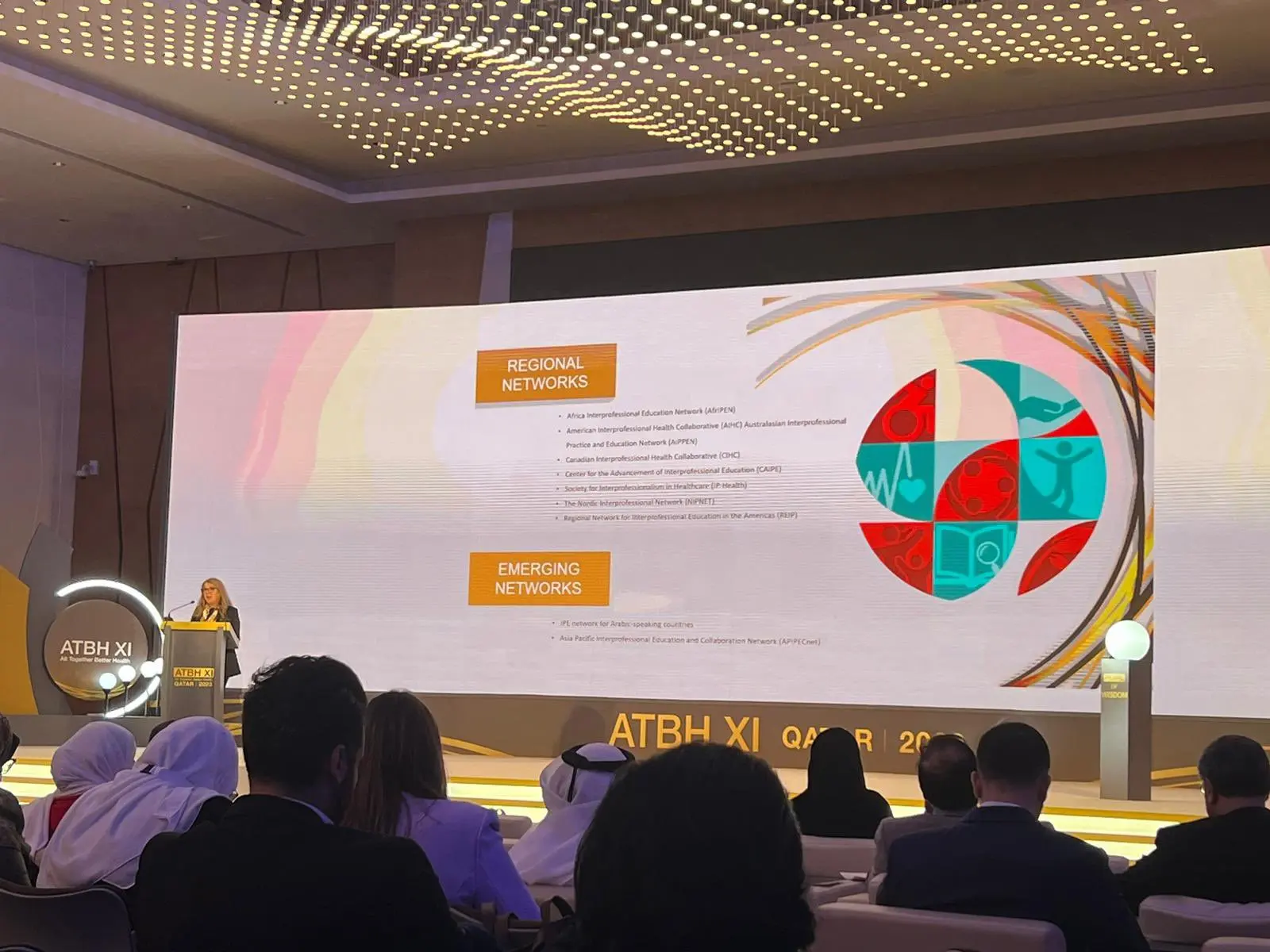 Dr. Barbara Maxwell presenting the Winterthur-Doha Interprofessional Declaration at Interprofessional.Global's All Together Better Health XI symposium.