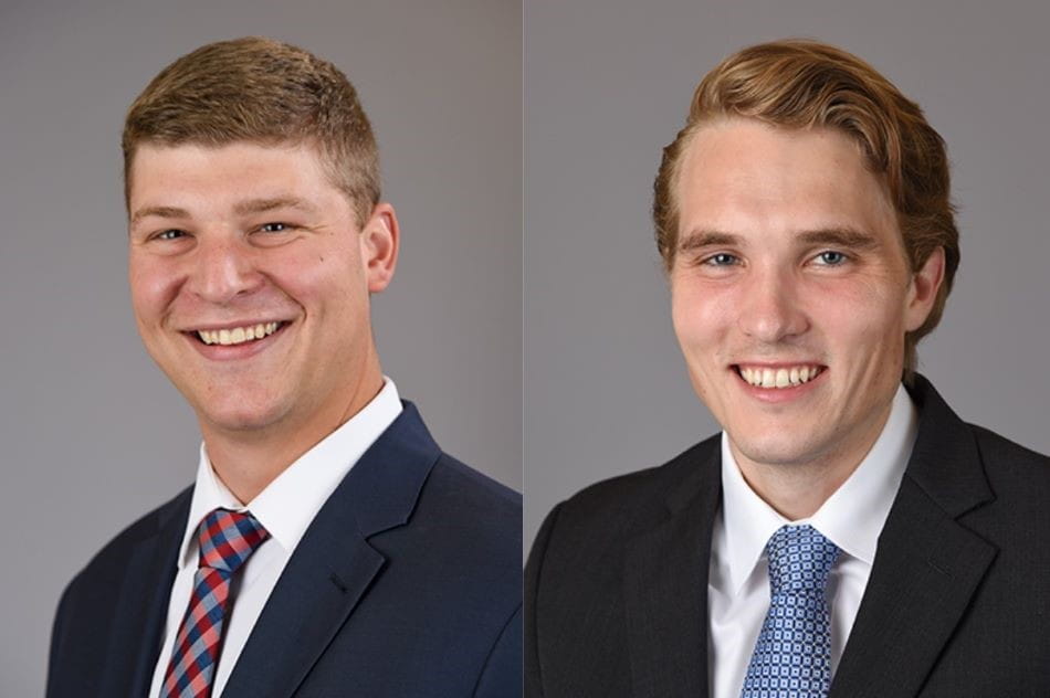 Professional headshots of orthopaedic surgery residents, Kent Kraus, MD and Spencer Richardson.