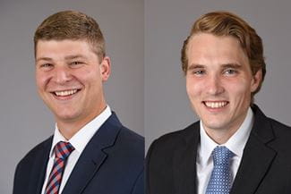 Kent Kraus, MD and Spencer Richardson, MD Professional headshots of orthopaedic surgery residents, Kent Kraus, MD and Spencer Richardson.