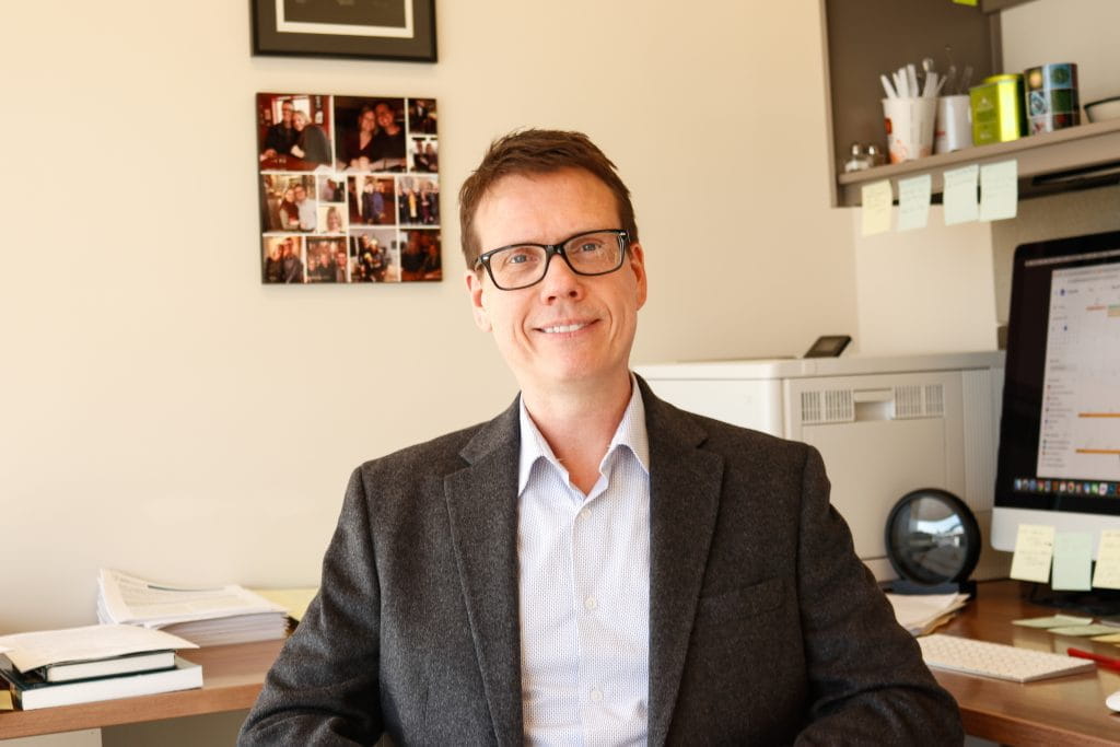 Brian Pierchala, PhD, in his office at the IU School of Medicine