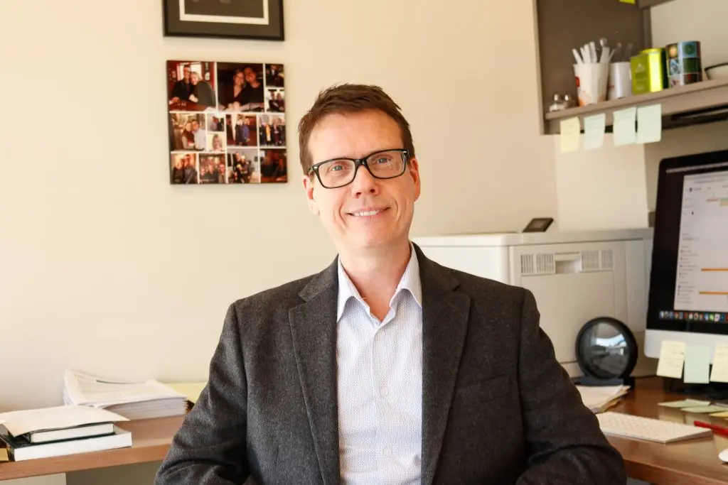 Brian Pierchala, PhD, in his office at the IU School of Medicine