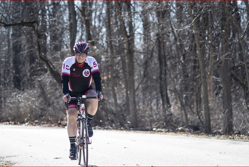Rafat Abonour on a bicycle