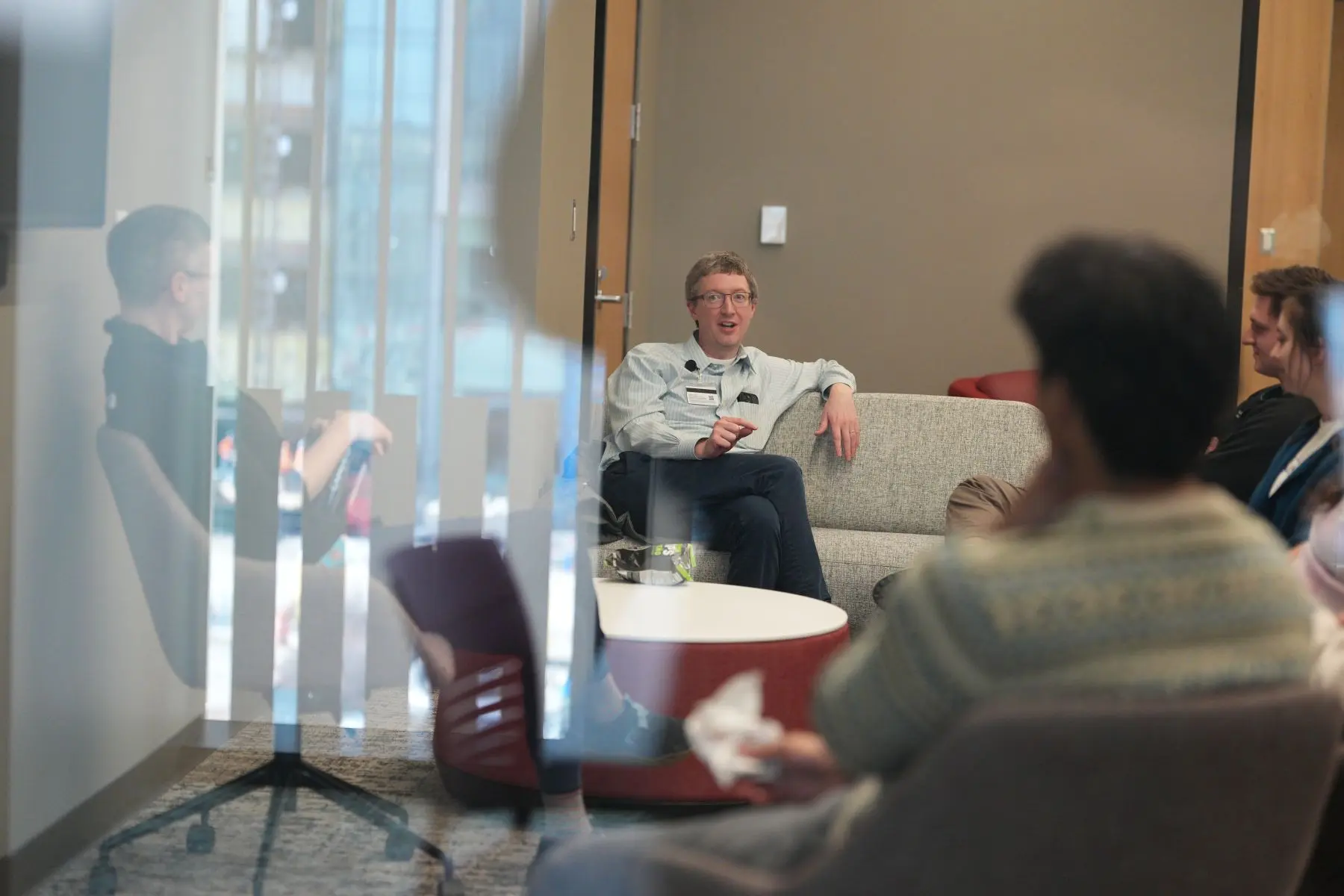 Photo of couple of people talking