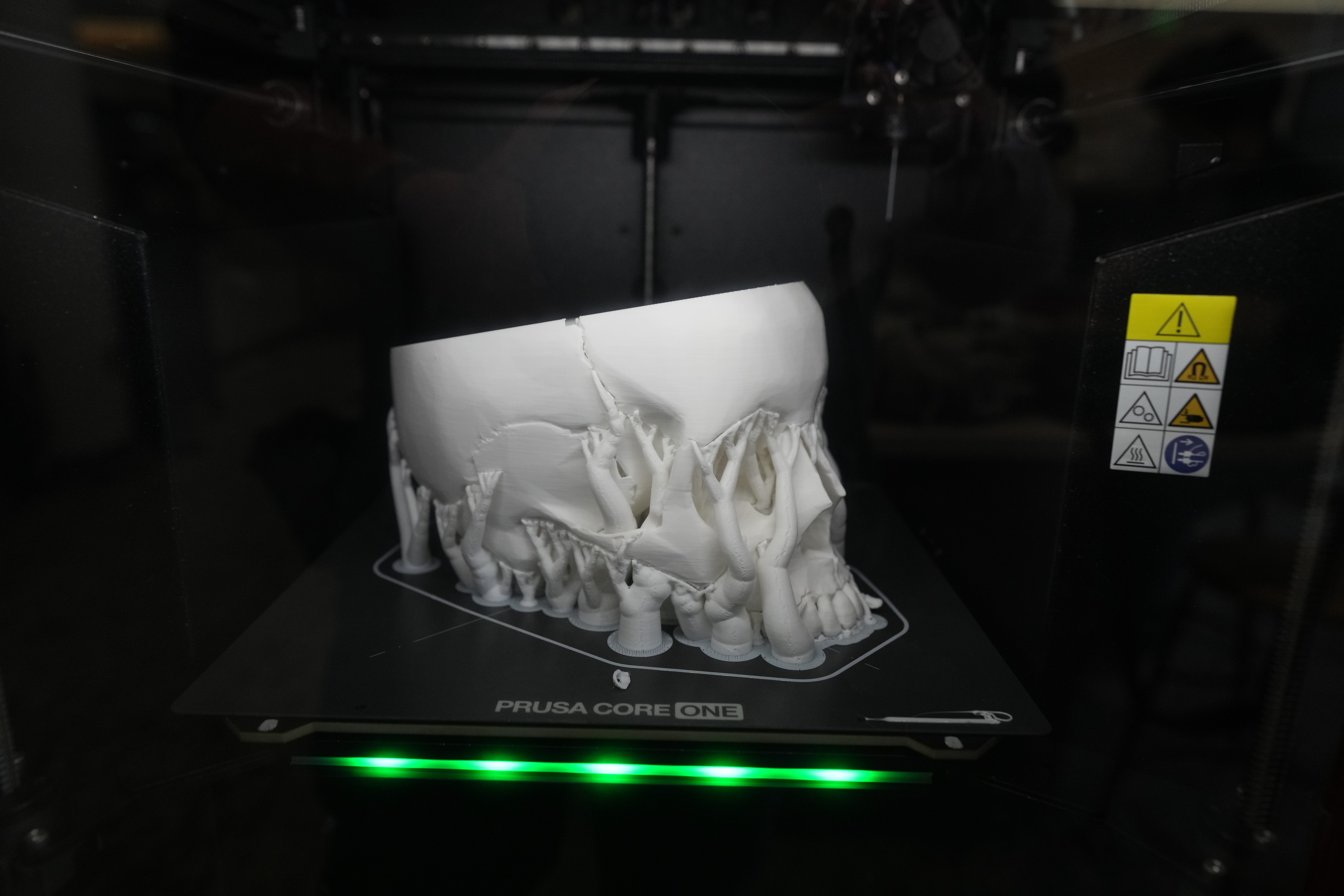 a 3d printed skull in progress