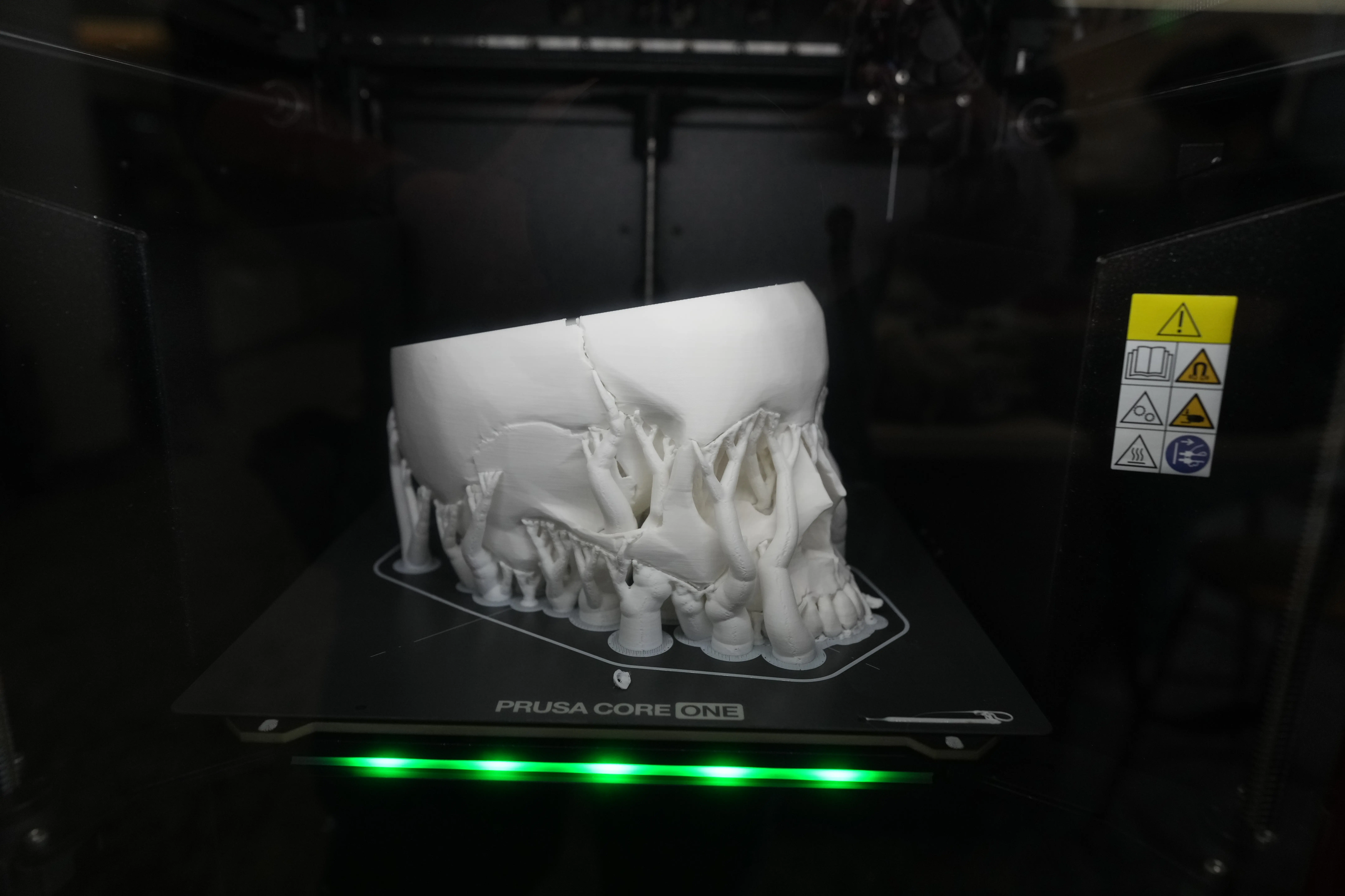 a 3d printed skull in progress