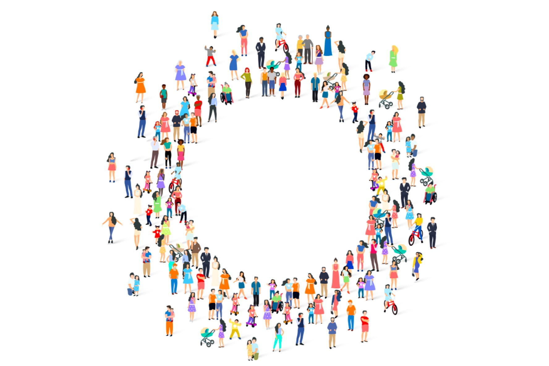illustration of diverse group of people in a large circle