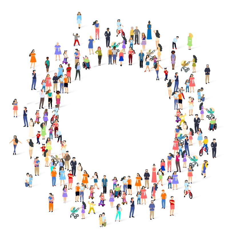 Illustration of people in circle