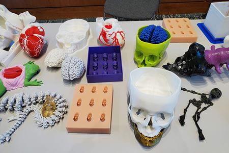 Table with Makerspace 3D Printed Models
